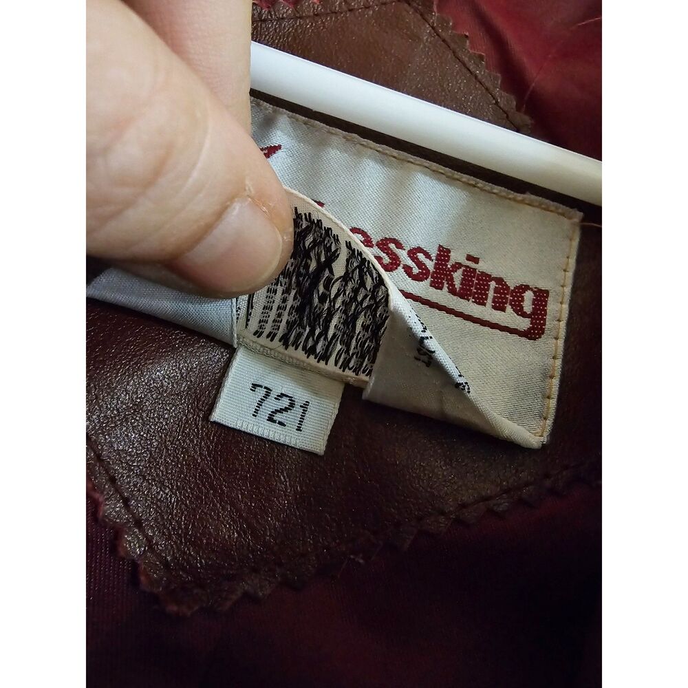 Vintage Chess King Burgundy Leather Motorcycle Jacket Men's Size 44